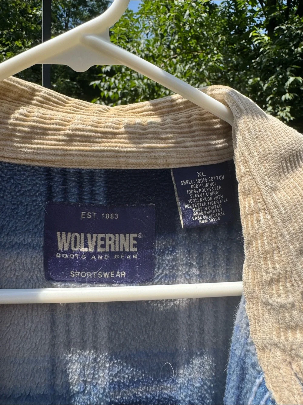 Wolverine Light Blue Denim Jacket with Tan Corduroy Collar